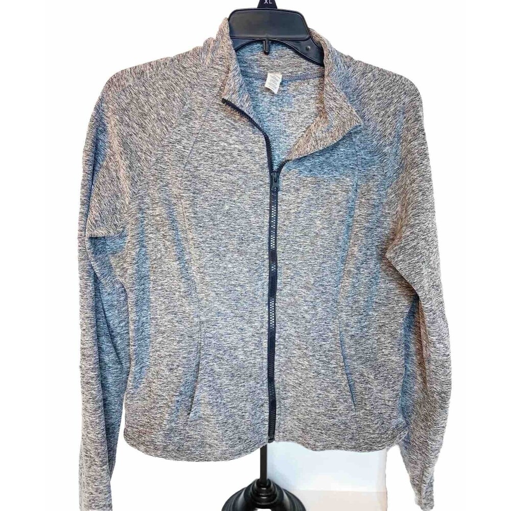 Yogalicious Womens Ultra Soft Lightweight Full Zip Yoga Gray Jacket Pockets Sz L